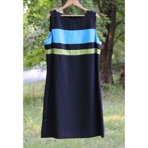 DATIANI Black Dress w/ Yellow and Blue Stripe